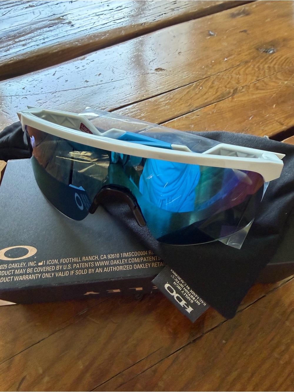 Oakley Youth White Frame Sunglasses with Prizm Sapphire Mirrored Lens